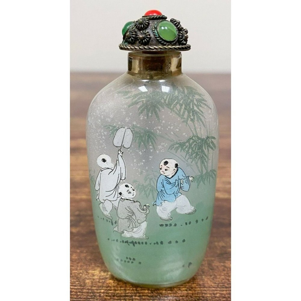 VTG‎ Reserve Painted Chinese Tai Chi Scene Peking Glass Snuff Bottle! 81